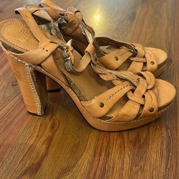 Frye Grace platform wedge rustic heels leather 8.5￼ - Picture 2 of 8